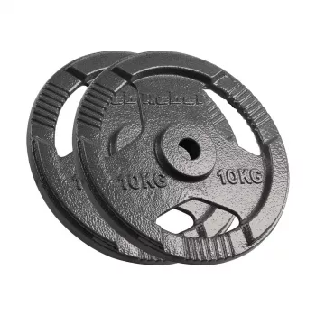 REBEL ACTIVE Ketaus svarmenų rinkinys 2x10kg, anga 31mm, diskai su rankenomis, juodi