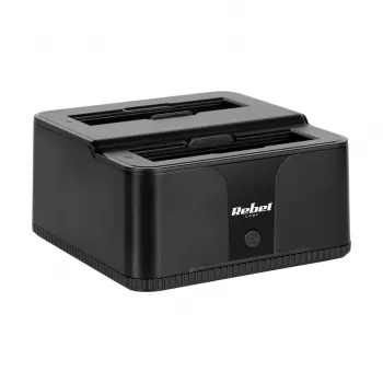 REBEL KOM1041 USB 3.0 HDD/SSD Docking Station 2,5 inch ir 3,5 inch SATA diskams, juoda