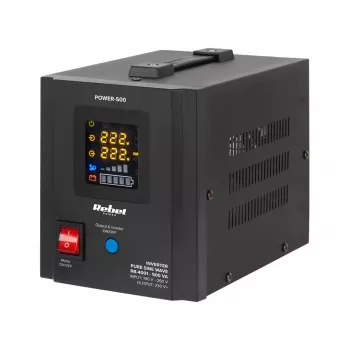 Rebel POWER-500 Nepertraukiamo maitinimo šaltinis - Gryno sinusinio bangos keitiklis su įkrovikliu 12V 230V 500VA/300W