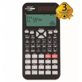 REBELL mokslinis skaičiuotuvas SC2080 – 240 funkcijų, 2 eilučių LCD, veikia su baterija, juodos spalvos