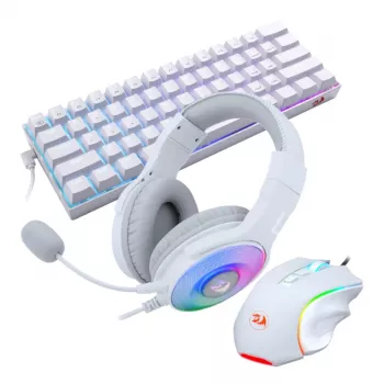 REDRAGON 3-in-1 laidinis žaidimų rinkinys - klaviatūra, pelė, ausinės - balta