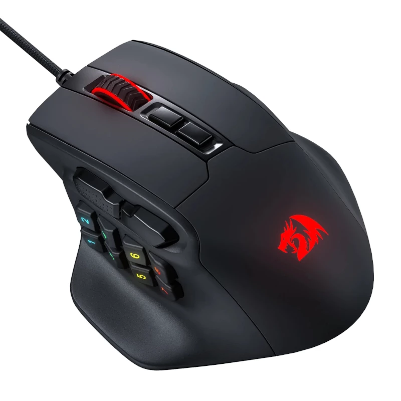 REDRAGON Aatrox 6200DP RGB MMO žaidimų pelė - juoda