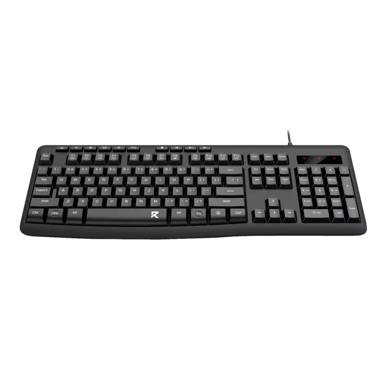 Redragon BK-7366 pilno dydžio ergonomiška laidinė membraninė biuro klaviatūra - juoda