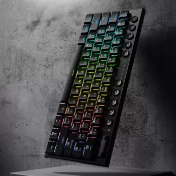 REDRAGON Horus Mini Pro 61 klavišo trijų režimų belaidė RGB žemo profilio mechaninė žaidimų klaviatūra - juoda (raudoni jungikliai)