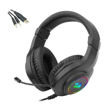 REDRAGON HYLAS H260RGB ausinės žaidimams su nuimamu mikrofonu, 50mm tvarkyklės, RGB apšvietimas, 3.5mm garso + USB maitinimas, juodos