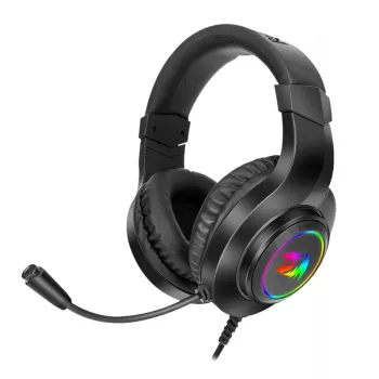 REDRAGON HYLAS H260RGB ausinės žaidimams su nuimamu mikrofonu, 50mm tvarkyklės, RGB apšvietimas, 3.5mm garso + USB maitinimas, juodos