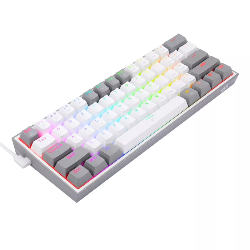 Redragon K617 FIZZ 60% laidinė RGB žaidimų klaviatūra - balta/pilka