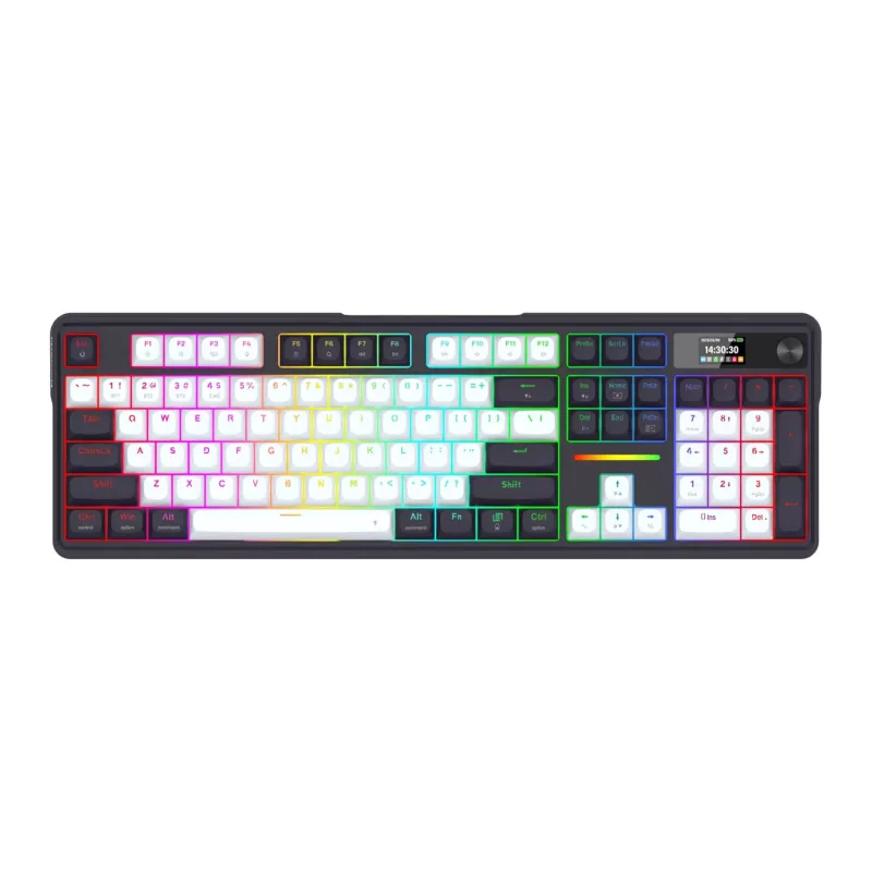 Redragon K762WB-RGB-PRO LCD pilno dydžio garsą izoliuojanti mechaninė klaviatūra - juoda