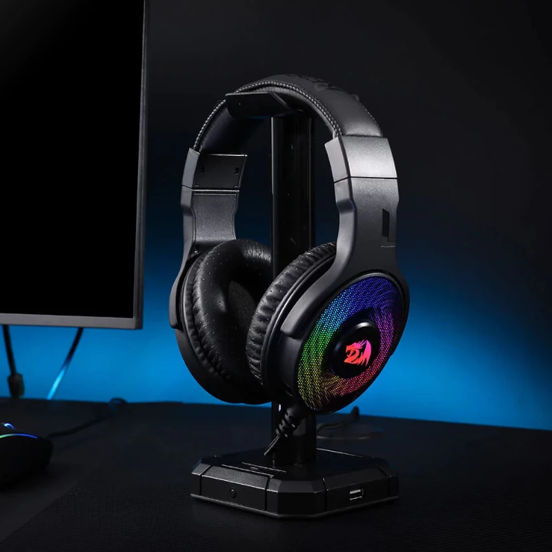 REDRAGON PANDORA H350 RGB ausinės žaidimams su nuimamu mikrofonu, 50mm tvarkyklės, 3.5mm garso ir USB RGB maitinimas, juodos