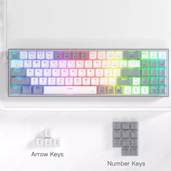 REDRAGON Pollux 65% laidinė mechaninė žaidimų klaviatūra, keičiami Red jungikliai, RGB apšvietimas, nuimamas USB-C, NKRO, juoda
