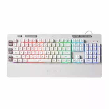 REDRAGON SHIVA membraninė klaviatūra - balta, viso dydžio su RGB apšvietimu, 6 makro klavišais, nuimama riešo atrama, laidinė USB