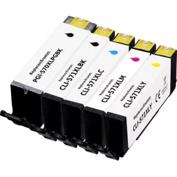 Renkforce suderinamų rašalo kasečių rinkinys Canon PGI-570PGBK XL, CLI-571BK XL, CLI-571C XL, CLI-571M XL, CLI-571Y XL (juoda, foto juoda, žydra, purpurinė, geltona) RF-6952434