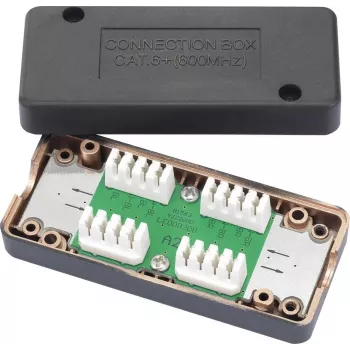 renkforce CAT 6A tinklo kabelių jungčių dėžutė, ekranuota, LSA+ gnybtai, 10 Gbit/s, šviesiai pilka