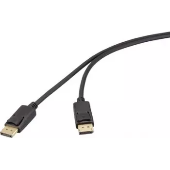 Renkforce DisplayPort kabelis 1m juodas 4K UHD 60Hz Male to Male auksuoti kontaktai trigubai ekranuotas RF-6830472