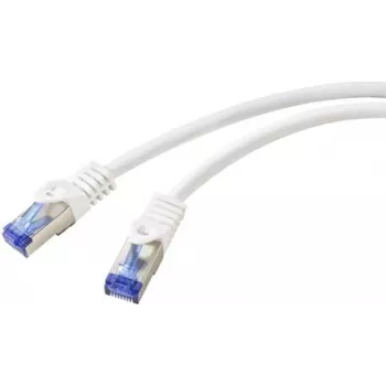 Renkforce RF-5771524 Cat6a S/FTP tinklo kabelis, 2m, baltas, 10GbE, 500MHz, RJ45, su apsauga nuo užkabinimo, auksuoti kontaktai