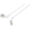 Renkforce RF-6071566 CAT 6a F/UTP tinklo pataisos kabelis, RJ45, 1 m, baltas, 360° pasukami jungtys, kampuotas išėjimas