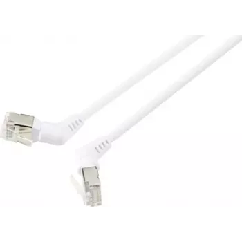 Renkforce RF-6071566 CAT 6a F/UTP tinklo pataisos kabelis, RJ45, 1 m, baltas, 360° pasukami jungtys, kampuotas išėjimas