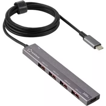 Renkforce RF-USBCH-200 1+4 prievadų USB-C USB 3.2 Gen 1 daugiafunkcis šakotuvas su aliuminio korpusu (RF-6700798)