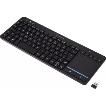 Renkforce RF-WLTKB-300 belaidė klaviatūra su integruotu jutikliniu kilimėliu, olandų QWERTY, juoda (RF-6904036)