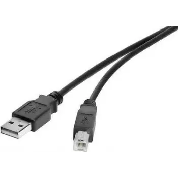 Renkforce USB 2.0 kabelis A–B 1m juodas, auksuoti kontaktai RF-4463070