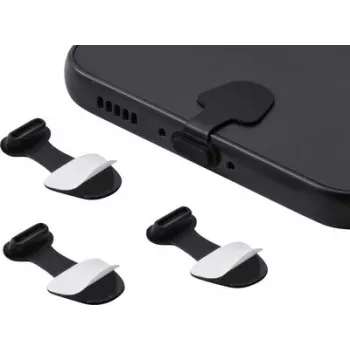 Renkforce USB-C dulkių apsauga mobiliesiems įrenginiams, 3 dalių rinkinys, juoda (RF-7260818)