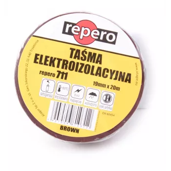 REPERO 711E ruda PVC elektros izoliacinė juosta 19 mm x 20 m