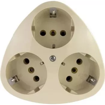 REV 0510080777 3 lizdų paviršinio montavimo rozetė IP20 balta (Schuko, 16 A, 250 V, apsauga nuo vaikų)