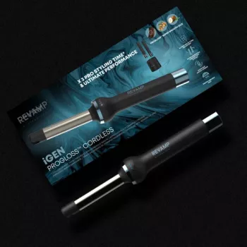 Revamp TO-2750-EU2 Progloss iGEN belaidė keraminė garbanojimo žnyplė 25mm juoda/rožinis auksas