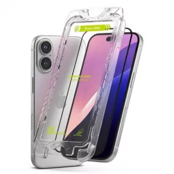 Ringke iPhone 15/16 Screen Protector Premium Easy Slide Tempered Glass 9H su montavimo šablonu (2 vnt.) Skaidrus