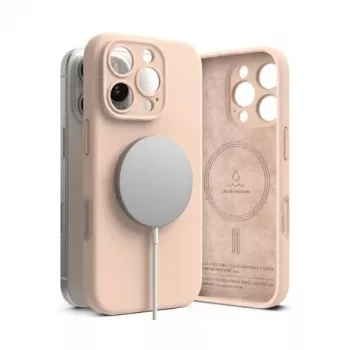 Ringke iPhone 16 Pro Max Dėklas Silikoninis Magnetinis Pink Sand