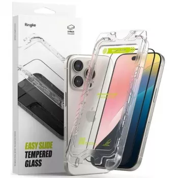 Ringke iPhone 16 Pro Max Ekrano apsauga Premium Easy Slide Grūdintas Stiklas 9H su montavimo šablonu (2 vnt.) Skaidri