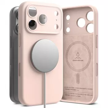 Ringke iPhone 17 Pro Case Silicone Magnetic Pink Sand