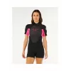 Rip Curl Omega Back Zip Springsuit - Juoda/Rožinė - Moteriška - Dydis S