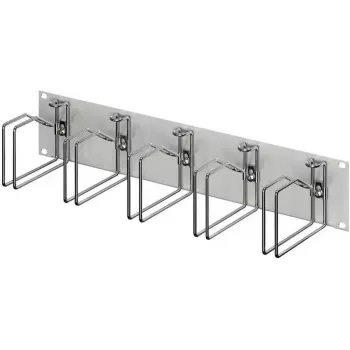 RITTAL 7996.626 19 colių 2U kabelių tvarkymo panelė su 5 metaliniais kreipiamaisiais laikikliais 120x60 mm, šviesiai pilka RAL 7035