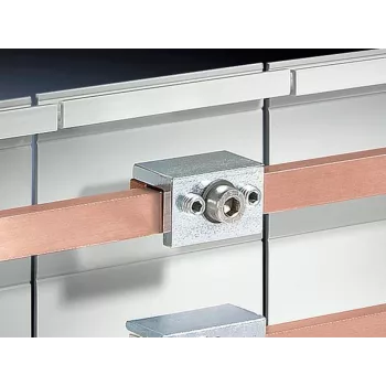 Rittal SV 9350.075 vienpolė šynų jungtis (3 vnt.) plokščioms varinėms šynoms, 1600 A, 1000 V, juoda
