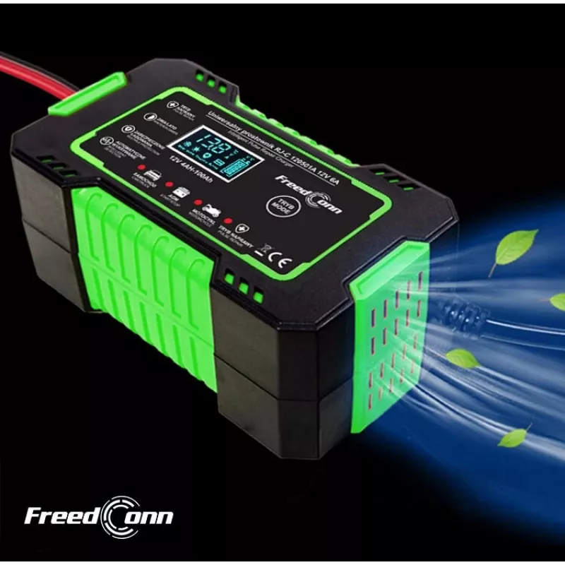 RJ TIANYE FreedConn RJ-C 120501A 12V 6A išmanusis automatinis akumuliatoriaus įkroviklis švino rūgšties, AGM, GEL, EFB akumuliatoriams su LCD ekranu