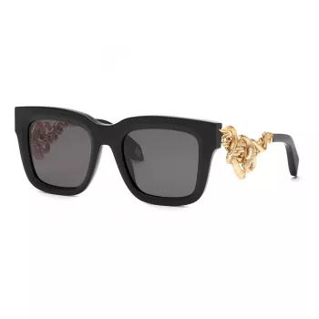 Roberto Cavalli SRC041M520700 Unisex Akiniai - Juodas Rėmas, Pilki Gradientiniai Stiklai 52mm