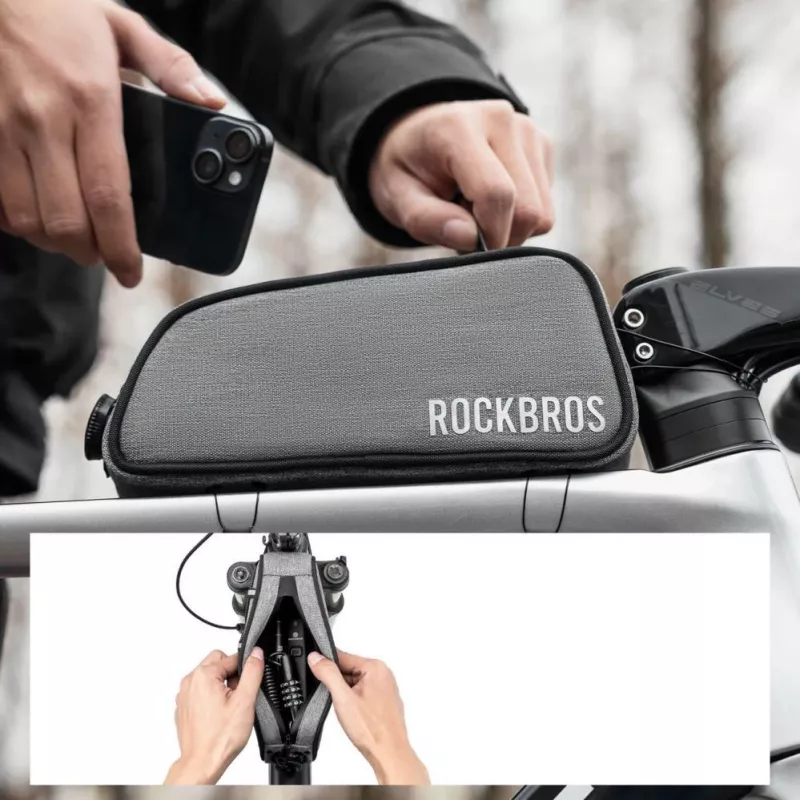 ROCKBROS ROAD TO SKY Dviratio Viršutinio Vamzdžio Krepšys 0.7L Vandeniui Atsparus - Pilka