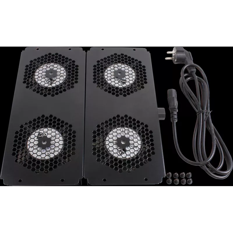 Rockstable 19 inch Cooling Element - Fan Tray - Built-in Fan - Steel - Black - 1 Piece - 2,92 kg (RS19-FT68)
