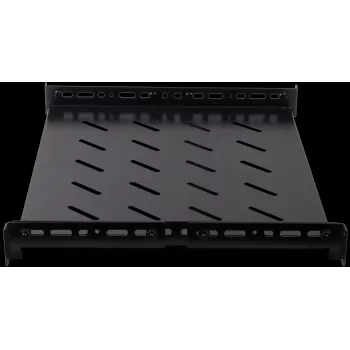 Rockstable 1U 19 colių sunkiasvorė lentyna - fiksuota stovo lentyna - SPCC šalto valcavimo plienas - juoda - 50 kg keliamoji galia - 760 mm gylis (RS19-SFH76)