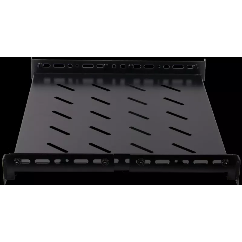 Rockstable 1U 19 colių sunkiasvorė lentyna - fiksuota stovo lentyna - SPCC šalto valcavimo plienas - juoda - 50 kg keliamoji galia - 760 mm gylis (RS19-SFH76)
