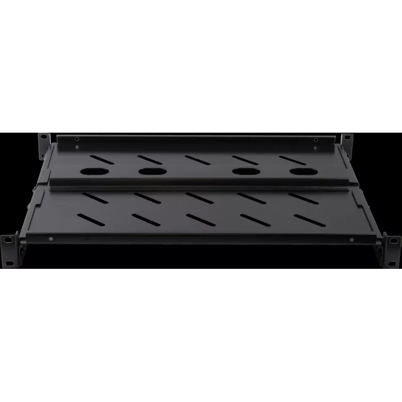 Rockstable 1U 19 colių sunkiasvorė lentyna - fiksuota stovo lentyna - SPCC šalto valcavimo plienas - juoda - 50 kg keliamoji galia - 760 mm gylis (RS19-SFH76)