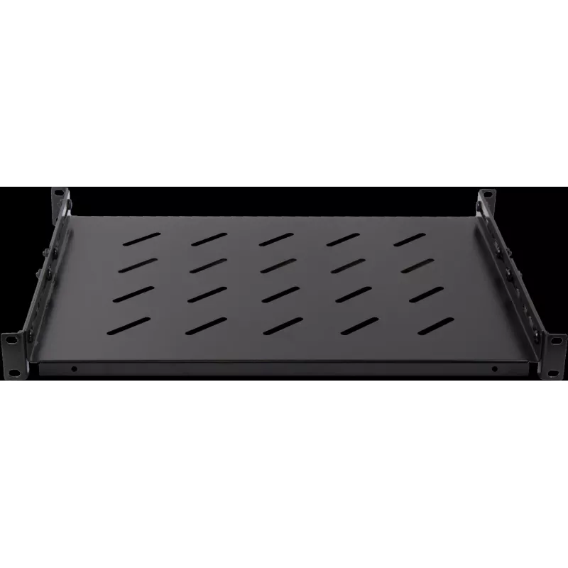 Rockstable 1U 19 colių sunkiasvorė lentyna - fiksuota stovo lentyna - SPCC šalto valcavimo plienas - juoda - 50 kg keliamoji galia - 760 mm gylis (RS19-SFH76)