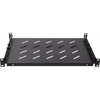 Rockstable 1U 19 colių sunkiasvorė lentyna - fiksuota stovo lentyna - SPCC šalto valcavimo plienas - juoda - 50 kg keliamoji galia - 760 mm gylis (RS19-SFH76)
