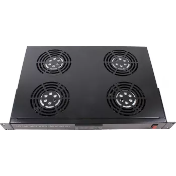 Rockstable 1U 19 colių stelažo vėdinimo įrenginys - aušinimo ventiliatorius - įmontuotas ašinis ventiliatorius - 440 m³/h - plienas - juodas - 1 vnt. (RS19-FT1U4TM)