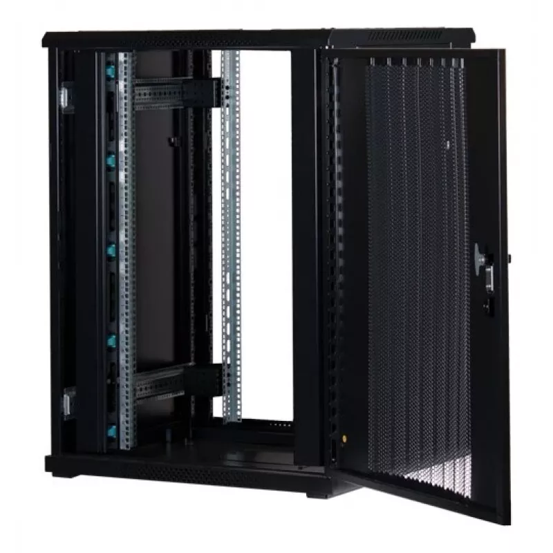 Rockstable 22U 19 colių serverio spinta su tinklinėmis durelėmis – laisvai pastatomas stovas – 22U – 800 kg keliamoji galia – užrakinamos durelės – montavimo bėgeliai – reguliuojamos kojelės (RS19-8822PP)