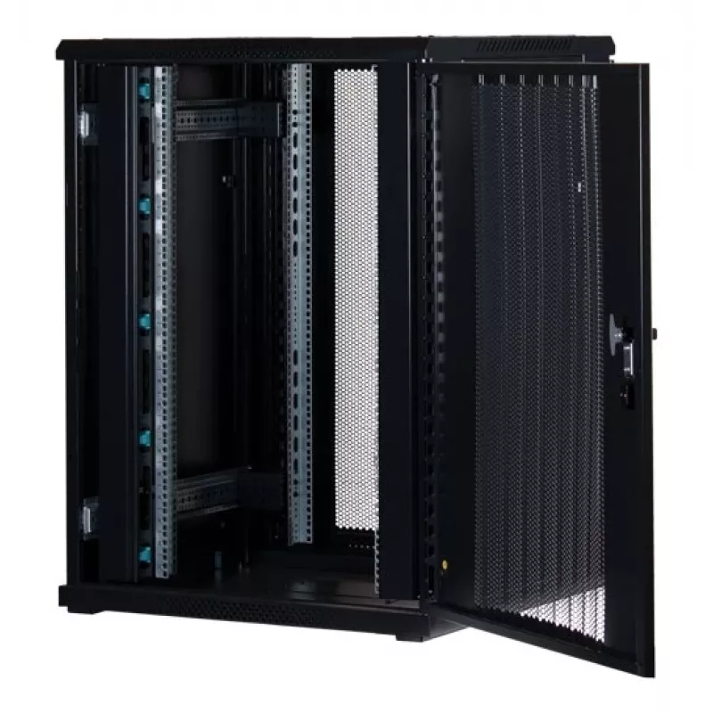 Rockstable 22U 19 colių serverio spinta su tinklinėmis durelėmis – laisvai pastatomas stovas – 22U – 800 kg keliamoji galia – užrakinamos durelės – montavimo bėgeliai – reguliuojamos kojelės (RS19-8822PP)