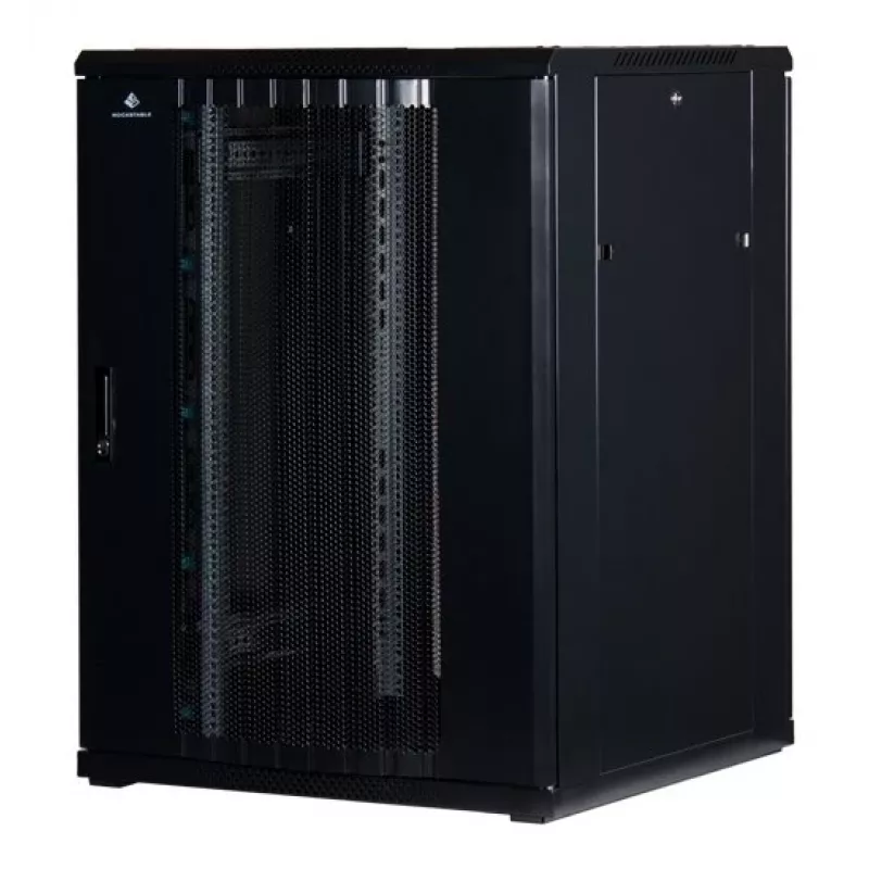 Rockstable 22U 19 colių serverio spinta su tinklinėmis durelėmis – laisvai pastatomas stovas – 22U – 800 kg keliamoji galia – užrakinamos durelės – montavimo bėgeliai – reguliuojamos kojelės (RS19-8822PP)