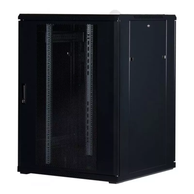 Rockstable 22U 19 colių serverio spinta su tinklinėmis durelėmis – laisvai pastatomas stovas – 22U – 800 kg keliamoji galia – užrakinamos durelės – montavimo bėgeliai – reguliuojamos kojelės (RS19-8822PP)