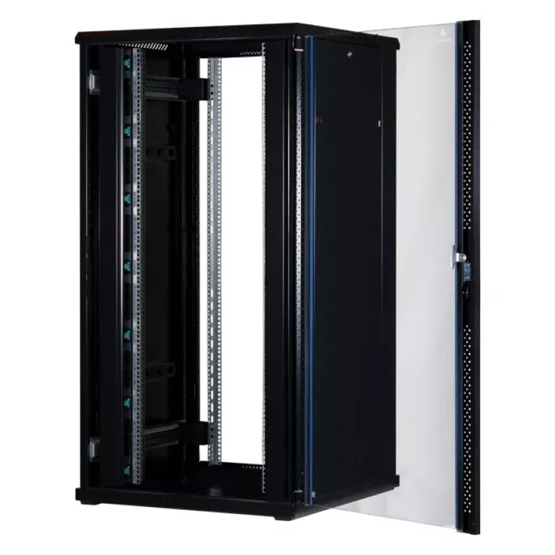 Rockstable 32 HE 19 colių serverio spinta su stiklinėmis durimis - Laisvai pastatomas stovas - 32U - 800 kg - Užrakinama spyna - Montavimo bėgeliai - Reguliuojamos kojelės (RS19-8832)